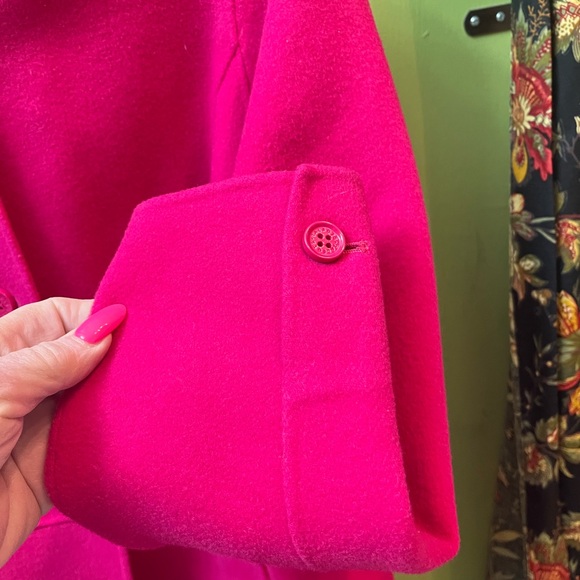 Talbots 14P Pink Wool Dbl faced Jacket Blazer with Ruffle Collar EUC - Picture 3 of 6